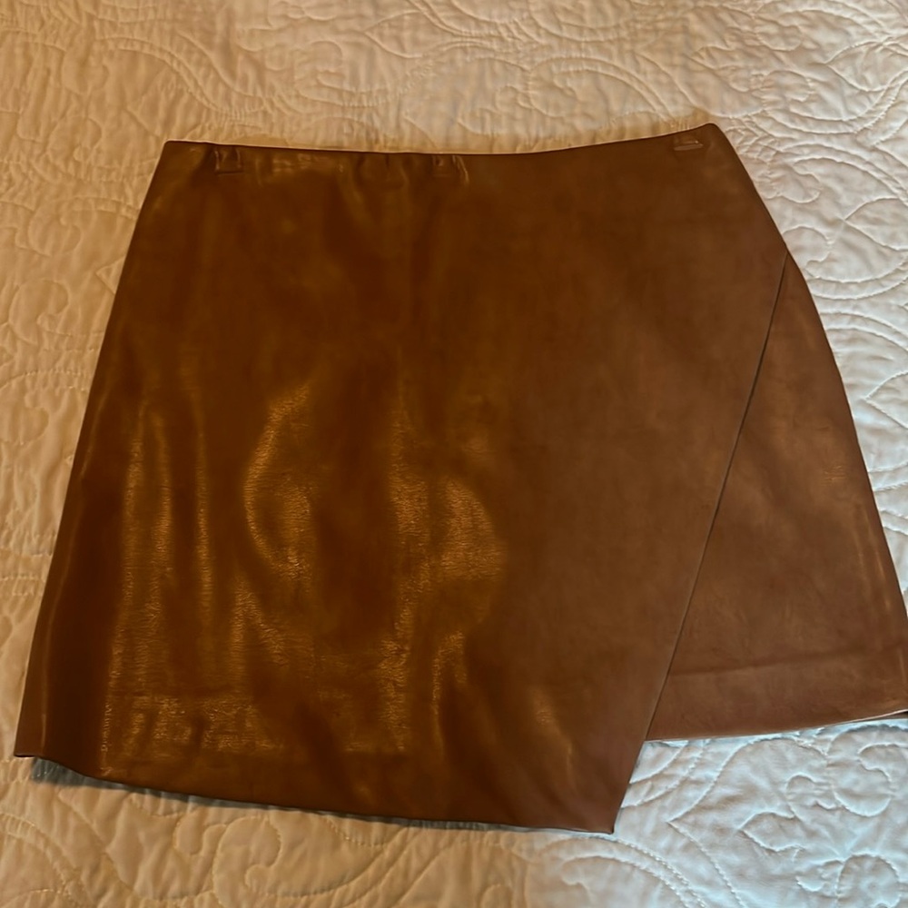 Pleather cute brown mini skirt